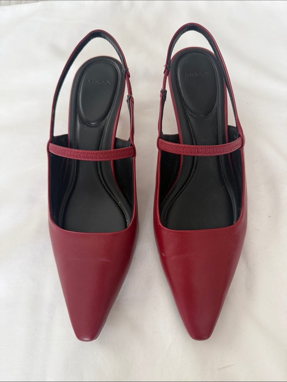 Vince Burgundy Pointed Slingback Flats with Black Insole - Picture 8 of 14